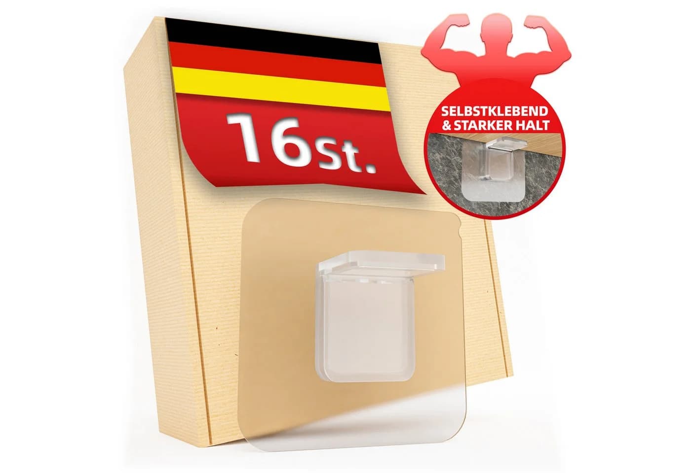 DEKAZIA Wandregalhalter ohne Bohren, 16-tlg. Weiß Selbstklebend - Bild 2