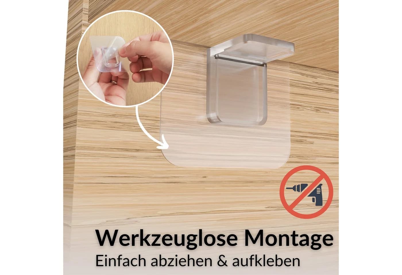 DEKAZIA Wandregalhalter ohne Bohren, 16-tlg. Weiß Selbstklebend - Bild 3