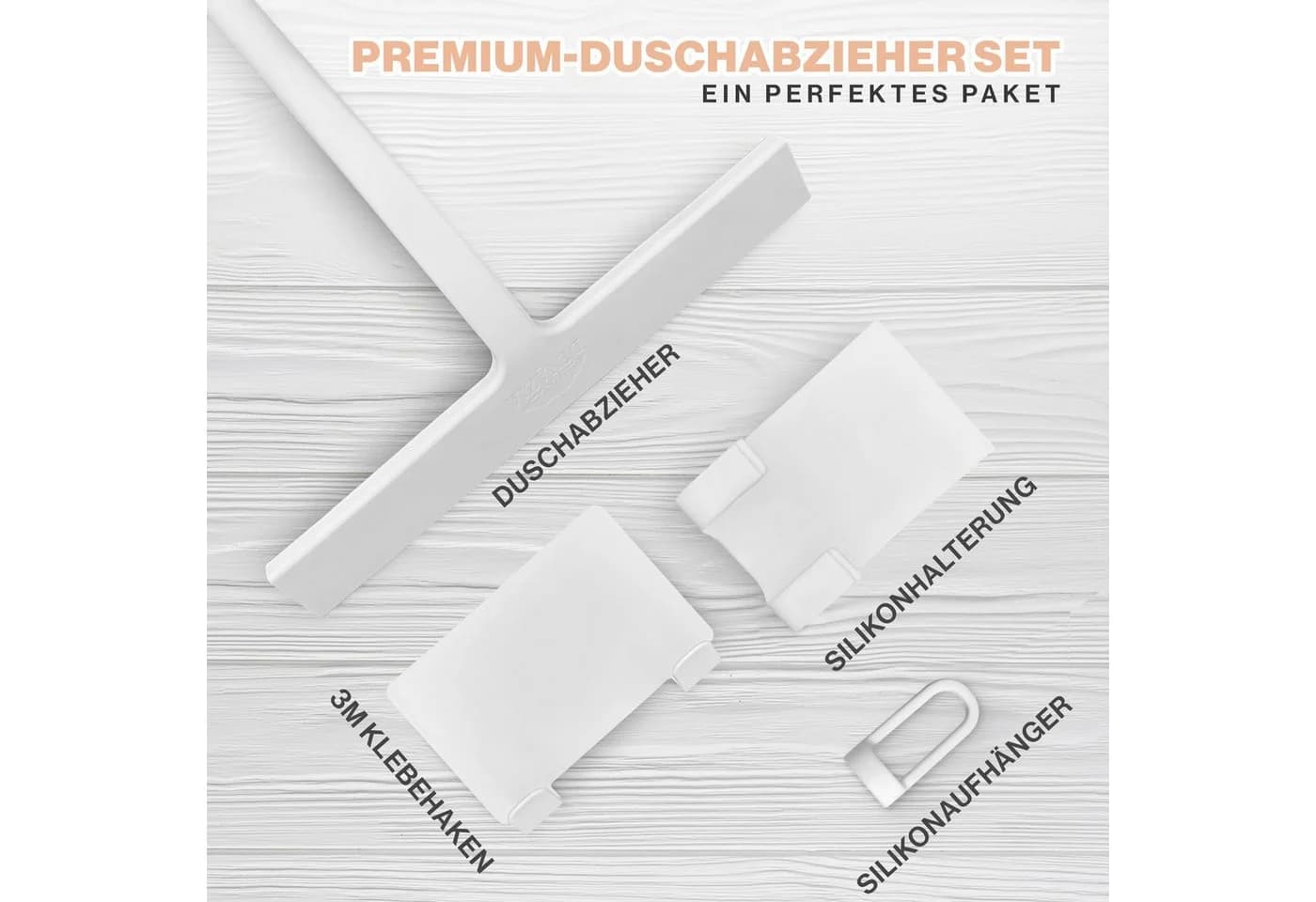 DEKAZIA Duschabzieher Silikon Weiß mit Halterung - Bild 4