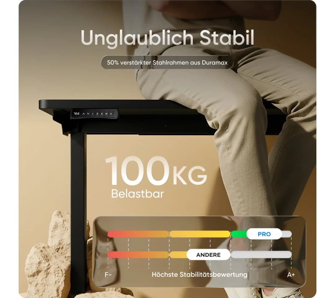 DESKSPACE Schreibtisch Pro Elektrisch höhenverstellbar Schwarz - Bild 3