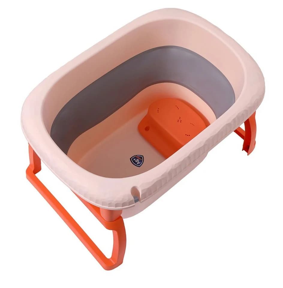 IKIDO Babybadewanne 3 in 1 Faltbar Orange mit Sicherheitsgurt