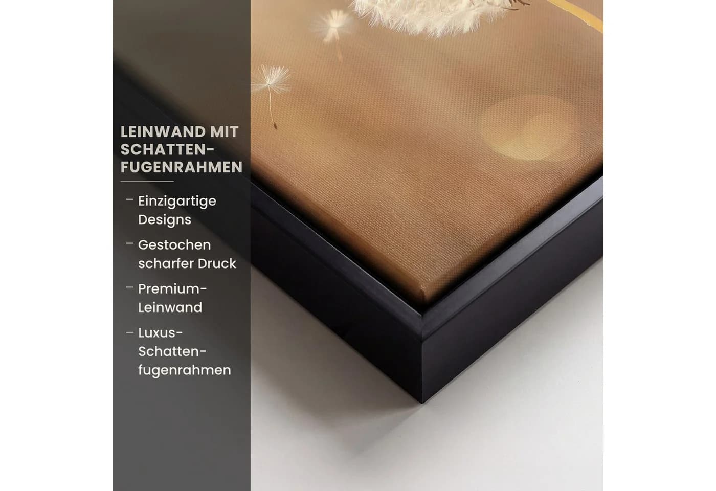 OneMillionCanvasses® Leinwandbild Löwenzahn Beige mit Schattenfugenrahmen - Bild 3