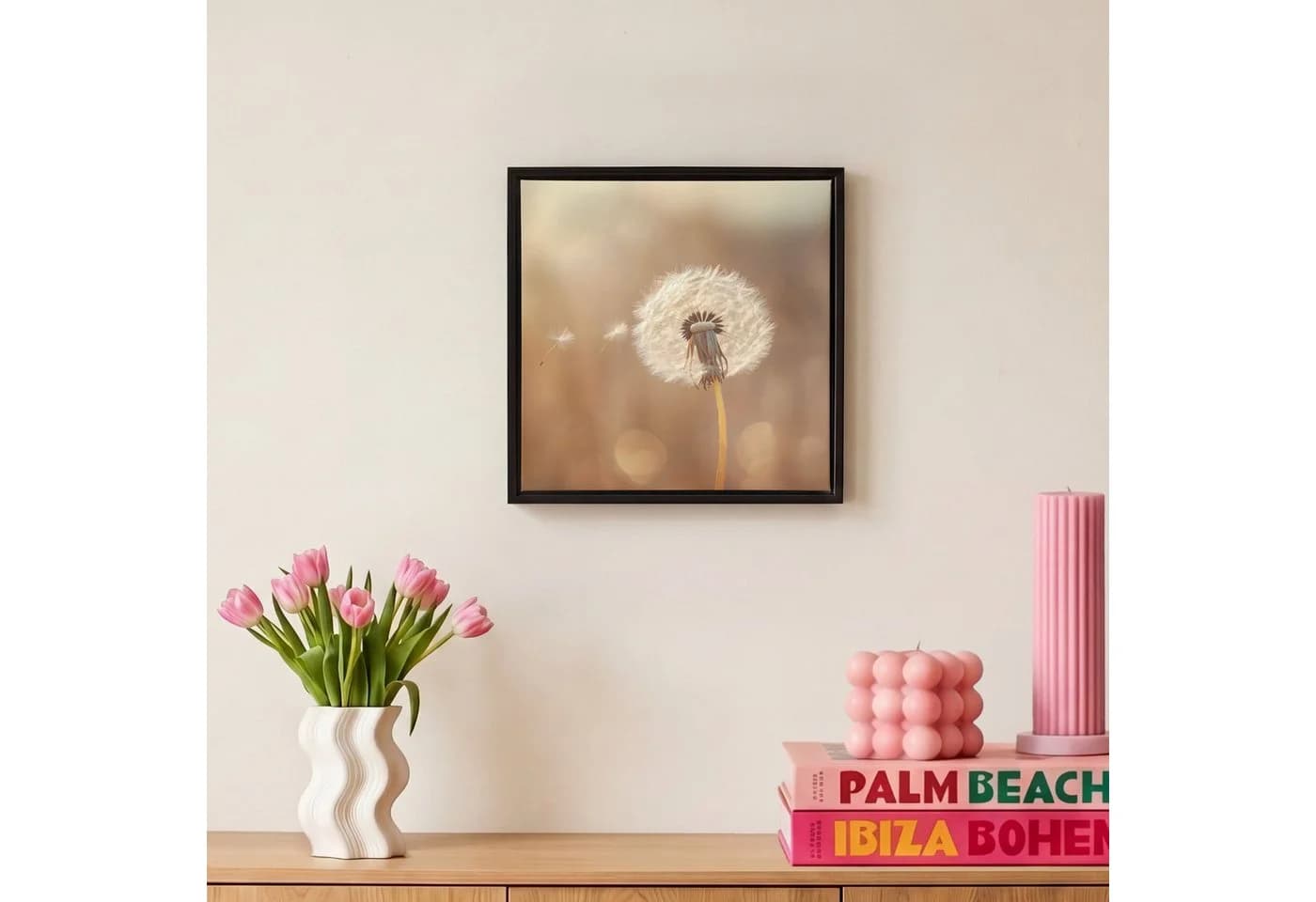 OneMillionCanvasses® Leinwandbild Löwenzahn Beige mit Schattenfugenrahmen - Bild 4