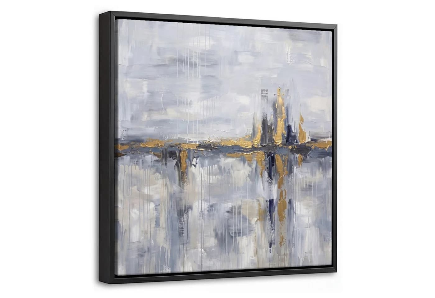 OneMillionCanvasses® Leinwandbild Abstrakt Grau Gold mit Rahmen - Bild 2