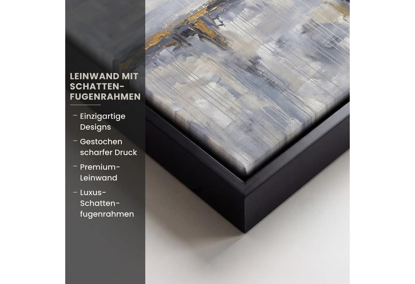 OneMillionCanvasses® Leinwandbild Abstrakt Grau Gold mit Rahmen - Bild 3
