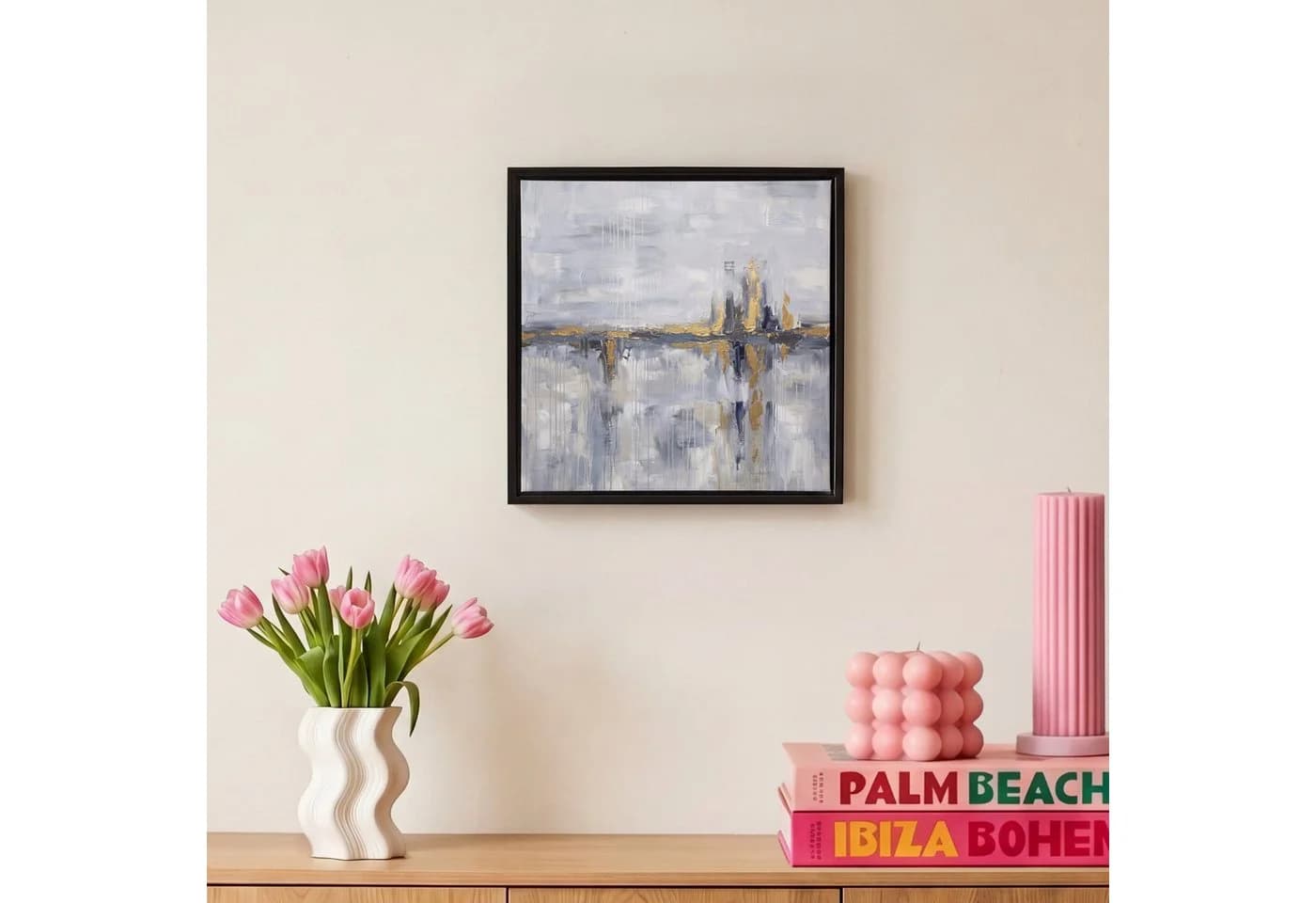 OneMillionCanvasses® Leinwandbild Abstrakt Grau Gold mit Rahmen - Bild 4