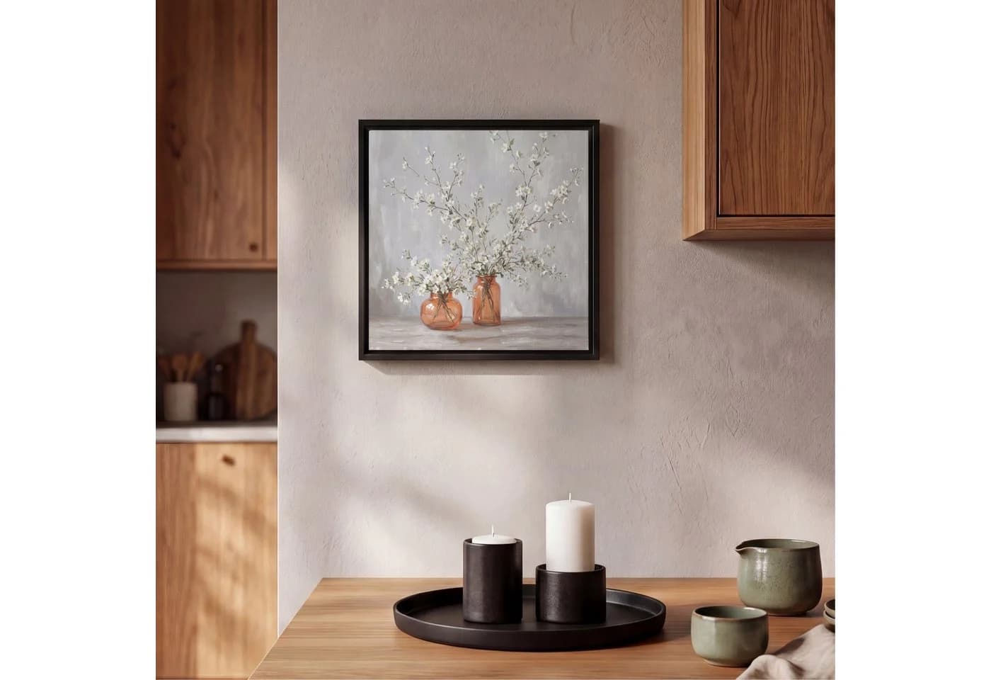 OneMillionCanvasses® Leinwandbild Blumen Orange mit Schattenfugenrahmen