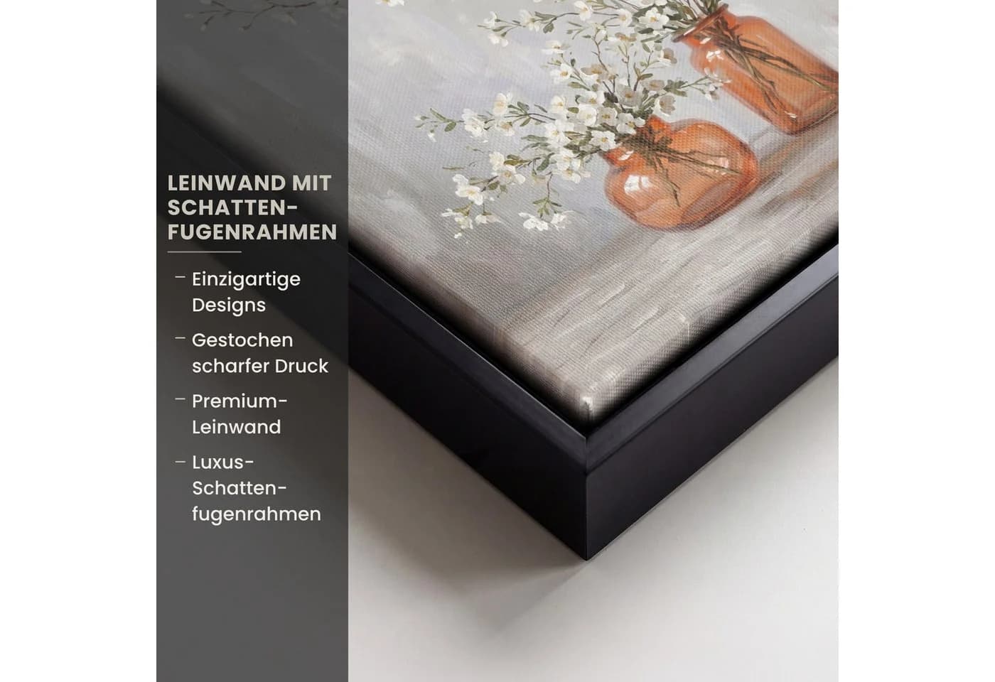 OneMillionCanvasses® Leinwandbild Blumen Orange mit Schattenfugenrahmen - Bild 3