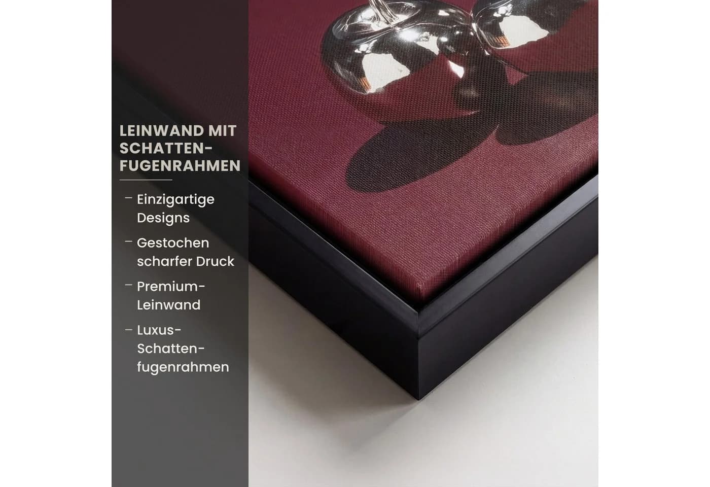 OneMillionCanvasses Leinwandbild Kirsche Glänzend mit Schattenfugenrahmen - Bild 3