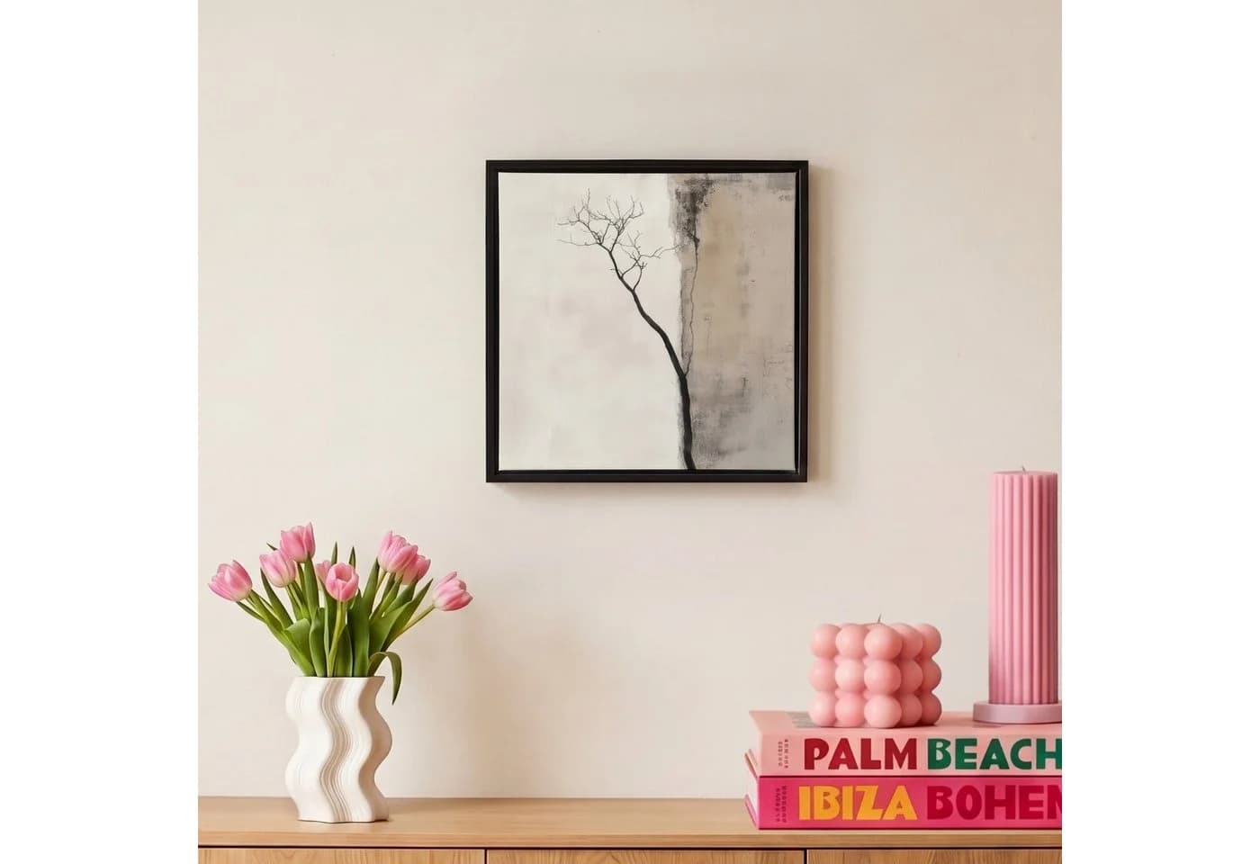 OneMillionCanvasses® Wabi Sabi Pflanze Leinwandbild Beige 20x20cm - Bild 4