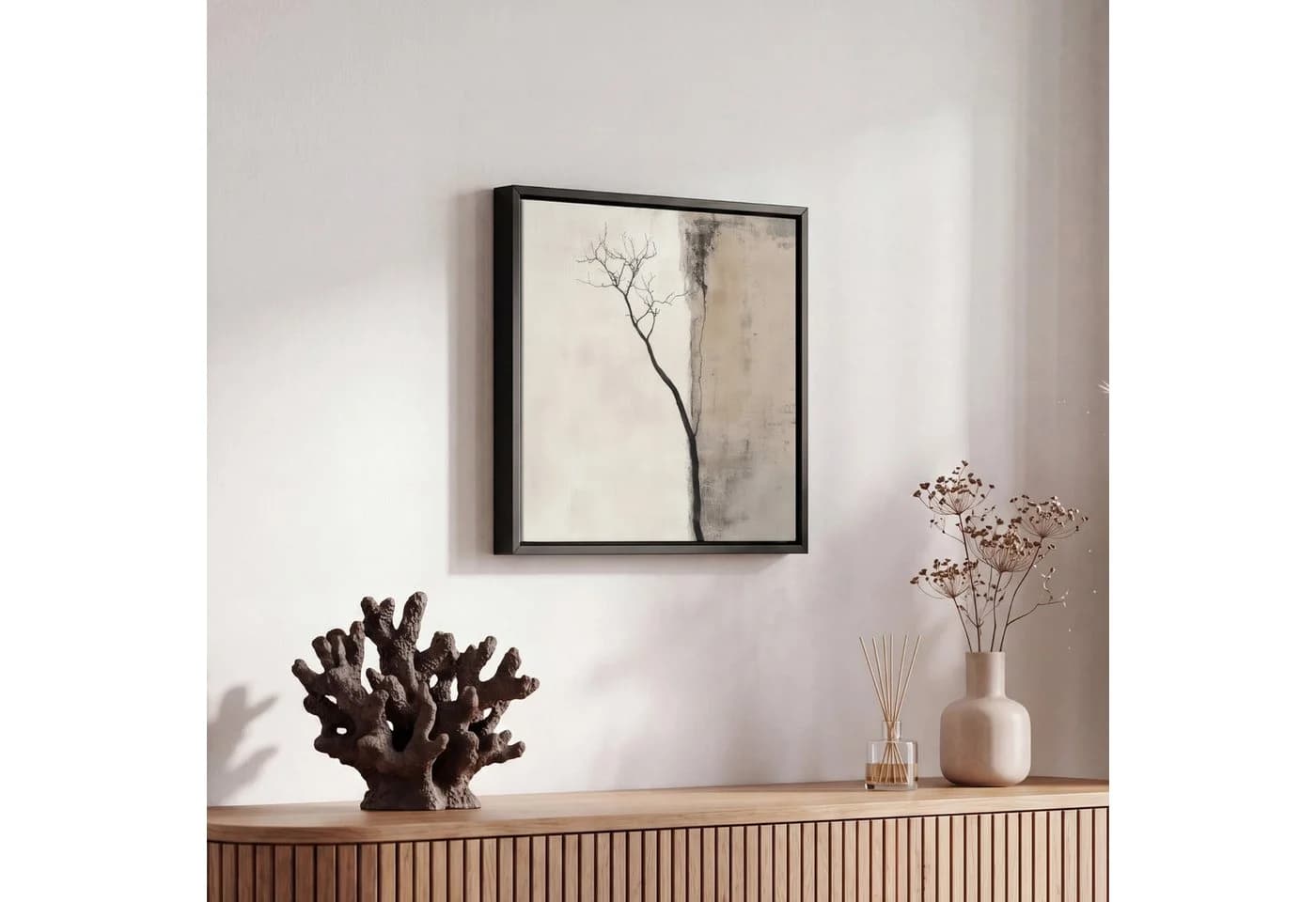 OneMillionCanvasses® Wabi Sabi Pflanze Leinwandbild Beige 20x20cm - Bild 5