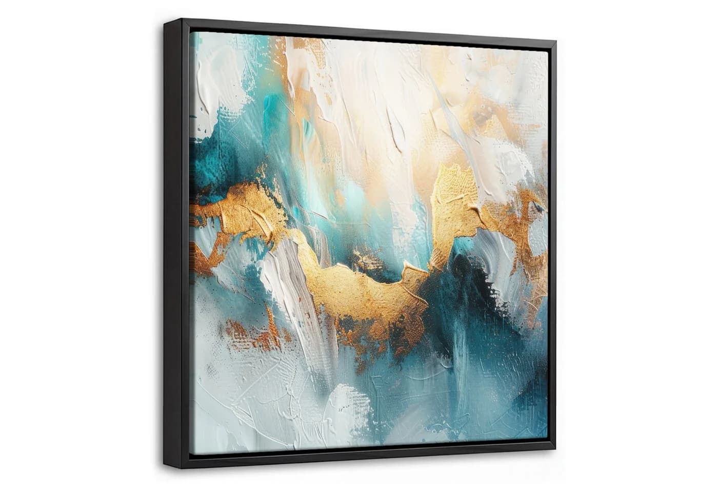 OneMillionCanvasses® Leinwandbild Abstrakt Blau Gold Schattenfugenrahmen - Bild 2