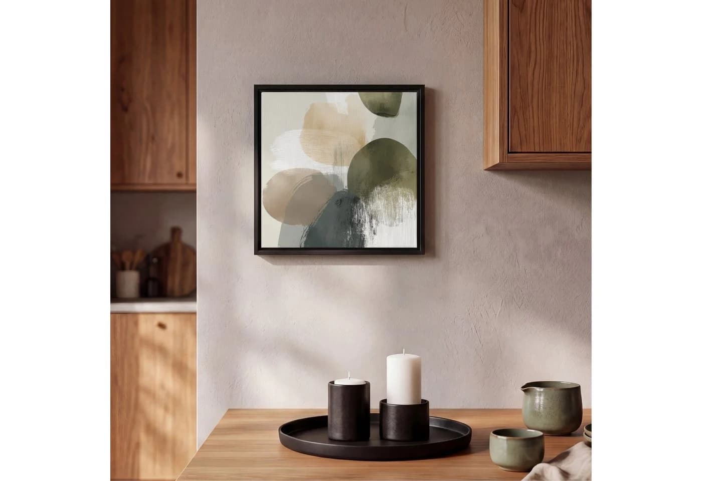 OneMillionCanvasses® Leinwandbild mit Rahmen Minimalistisch Beige 20x20cm