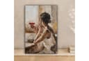 OneMillionCanvasses® Leinwandbild Kunstdrucke - Frau - Wein - Öl, Fotodruck (1 St), Leinwand Canvas Wandbild, Wanddekoration 20x30 cm Bild 1