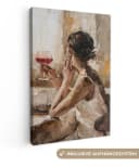 OneMillionCanvasses® Leinwandbild Kunstdrucke - Frau - Wein - Öl, Fotodruck (1 St), Leinwand Canvas Wandbild, Wanddekoration 20x30 cm Bild 2
