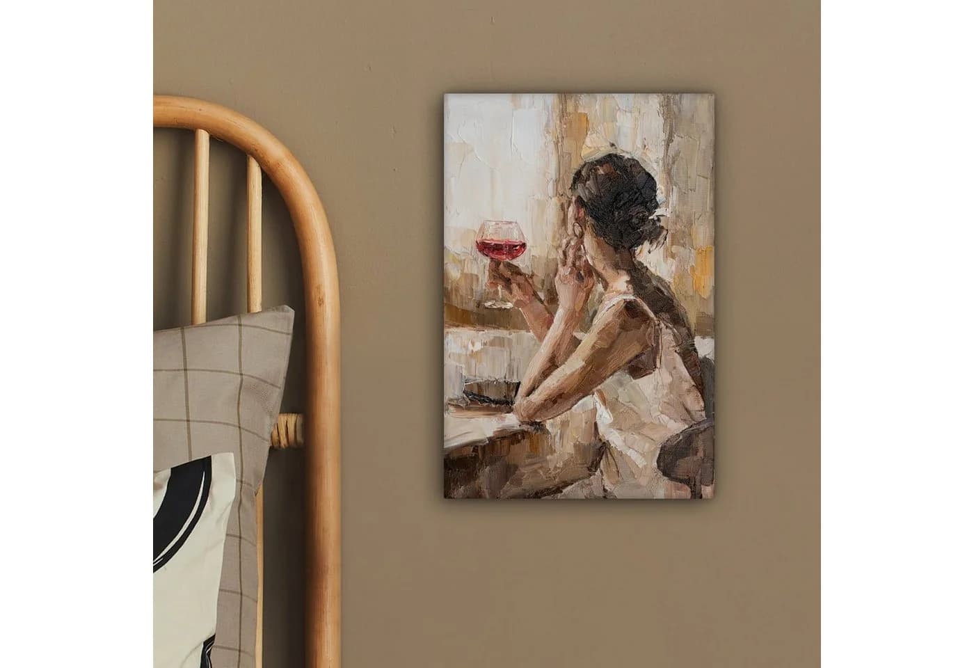 OneMillionCanvasses® Leinwandbild Kunstdrucke - Frau - Wein - Öl, Fotodruck (1 St), Leinwand Canvas Wandbild, Wanddekoration 20x30 cm - Bild 4