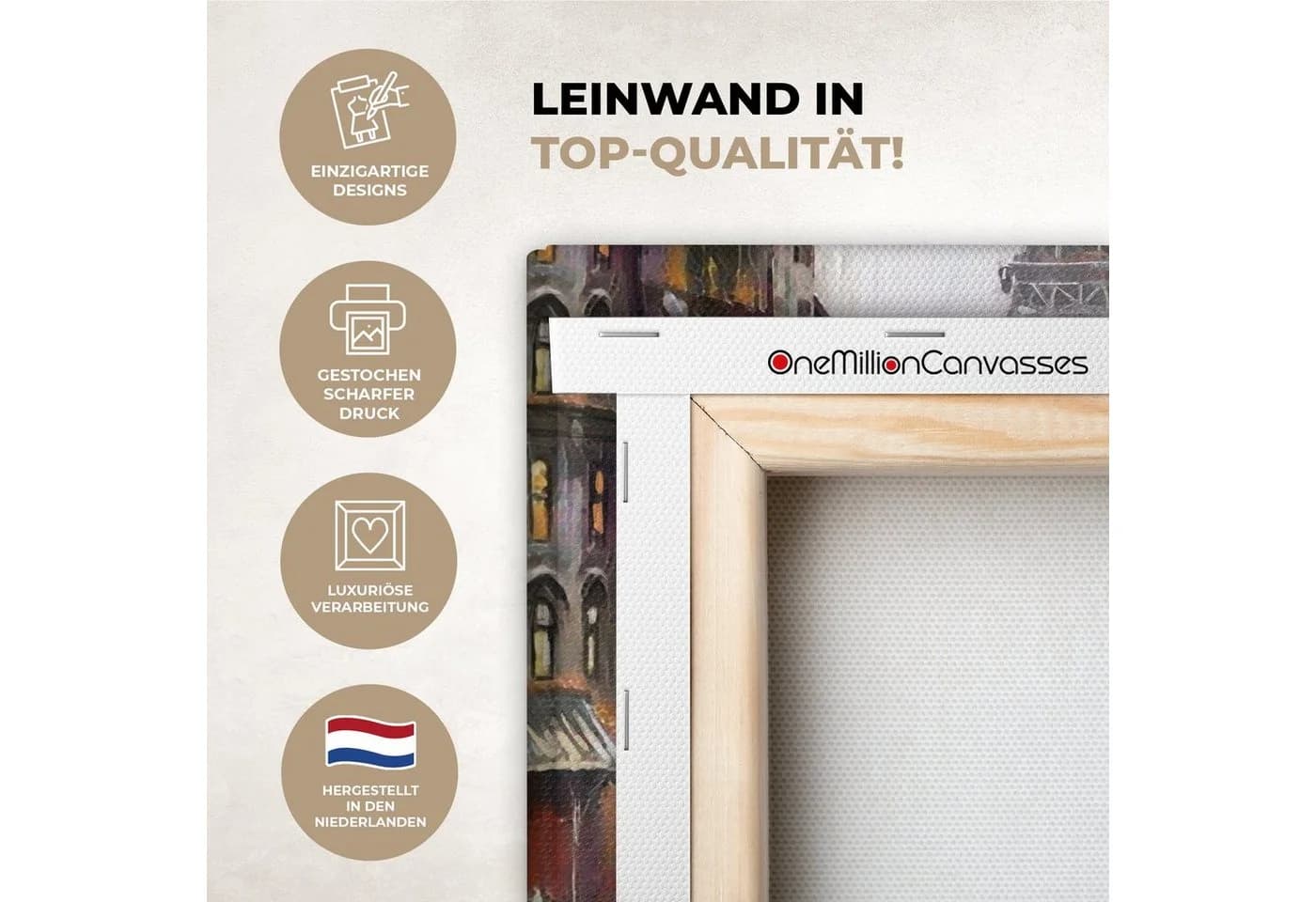 OneMillionCanvasses® Leinwandbild Kunstdrucke - Paris - Eiffelturm - Ölfarbenoptik - Bild 3