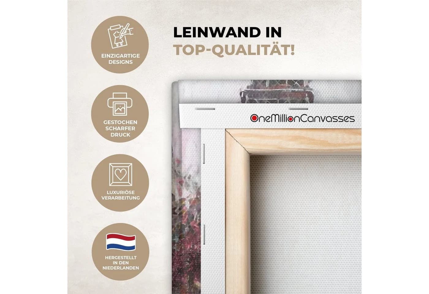 OneMillionCanvasses® Leinwandbild Paris Eiffelturm Ölfarbenoptik - Bild 3