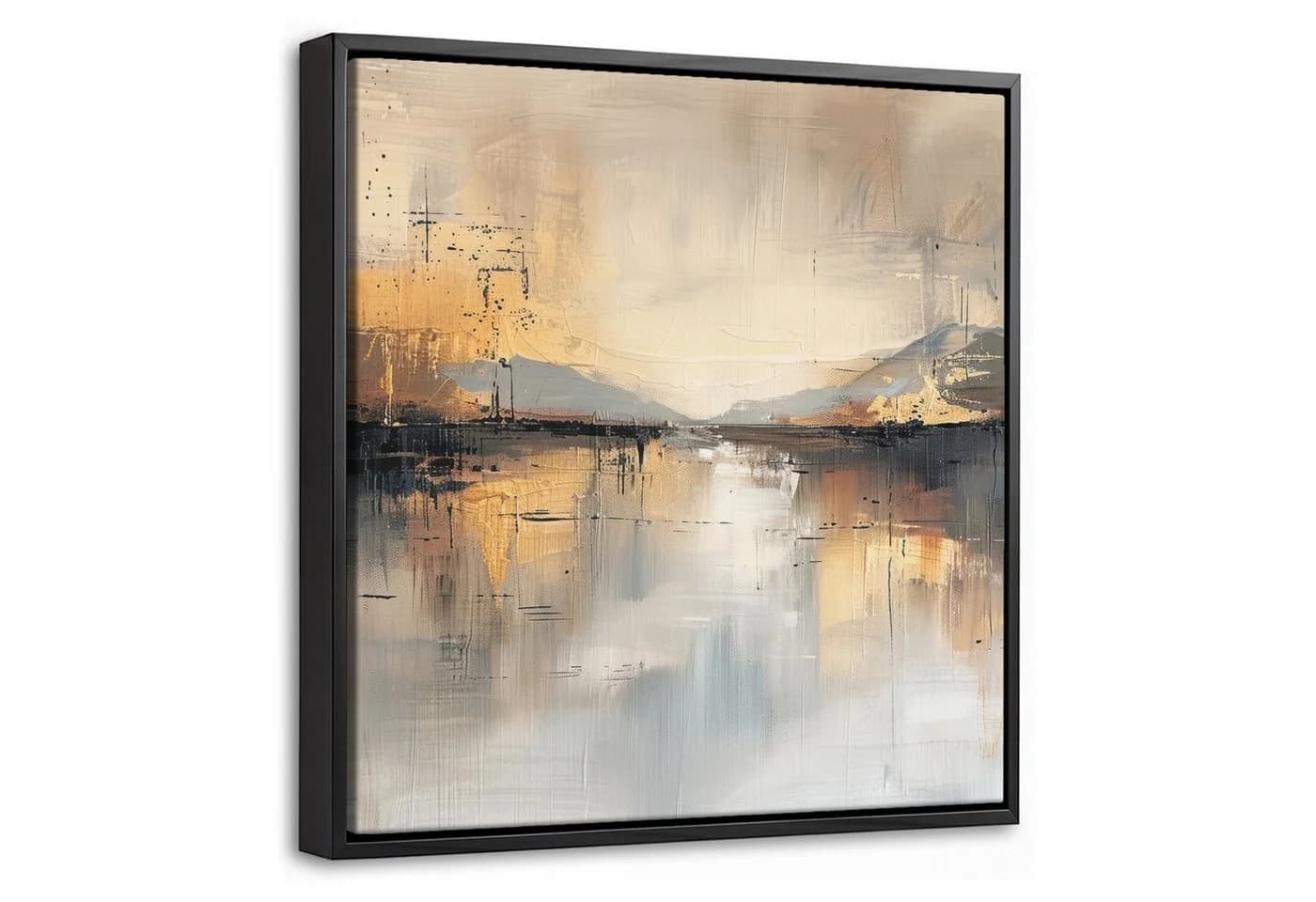 OneMillionCanvasses® Leinwandbild Abstrakt Beige Gold 20x20cm mit Rahmen - Bild 2