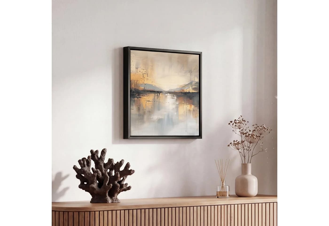 OneMillionCanvasses® Leinwandbild Abstrakt Beige Gold 20x20cm mit Rahmen - Bild 5
