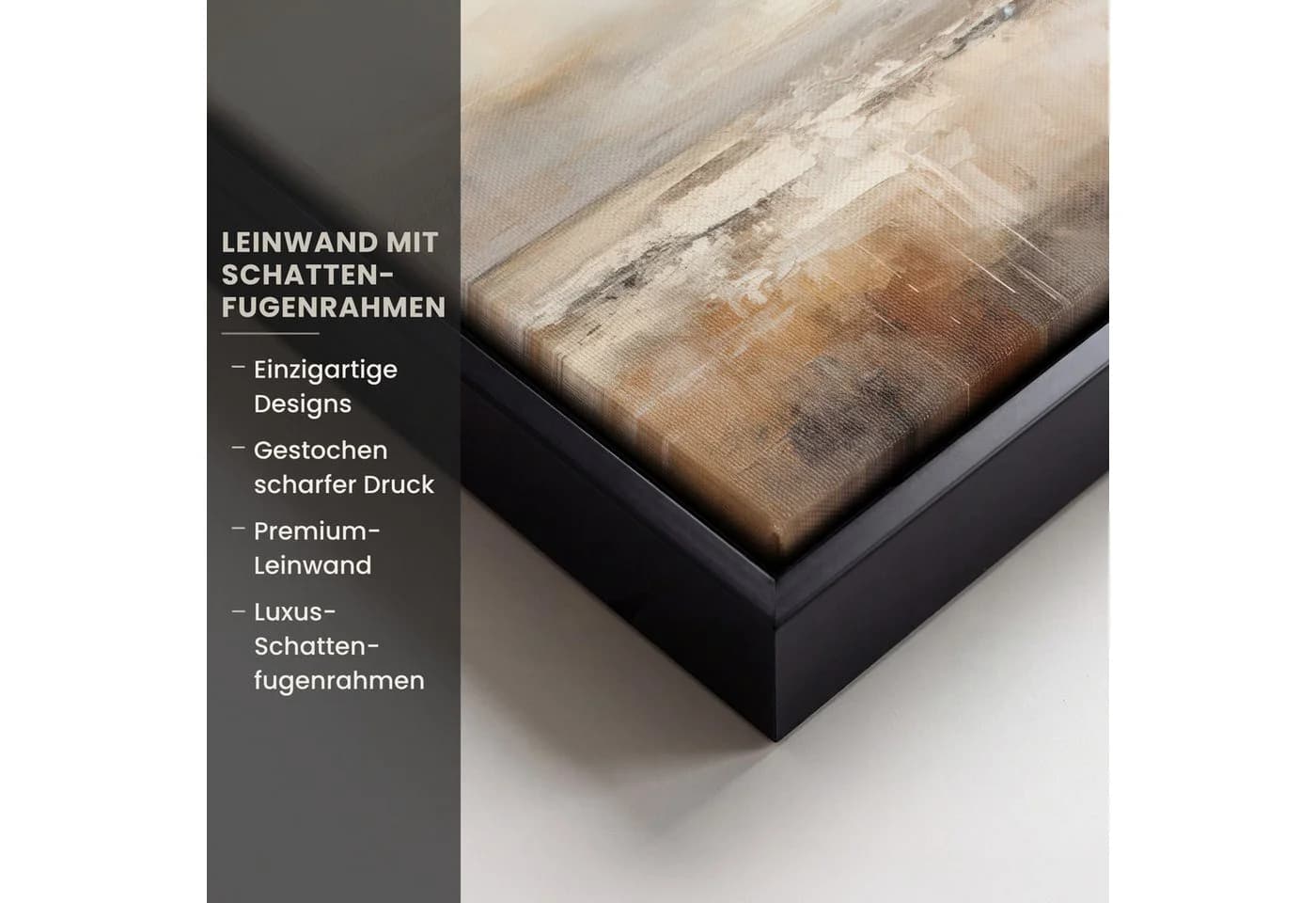OneMillionCanvasses® Leinwandbild mit Rahmen - Abstrakt Grau Braun - Bild 3