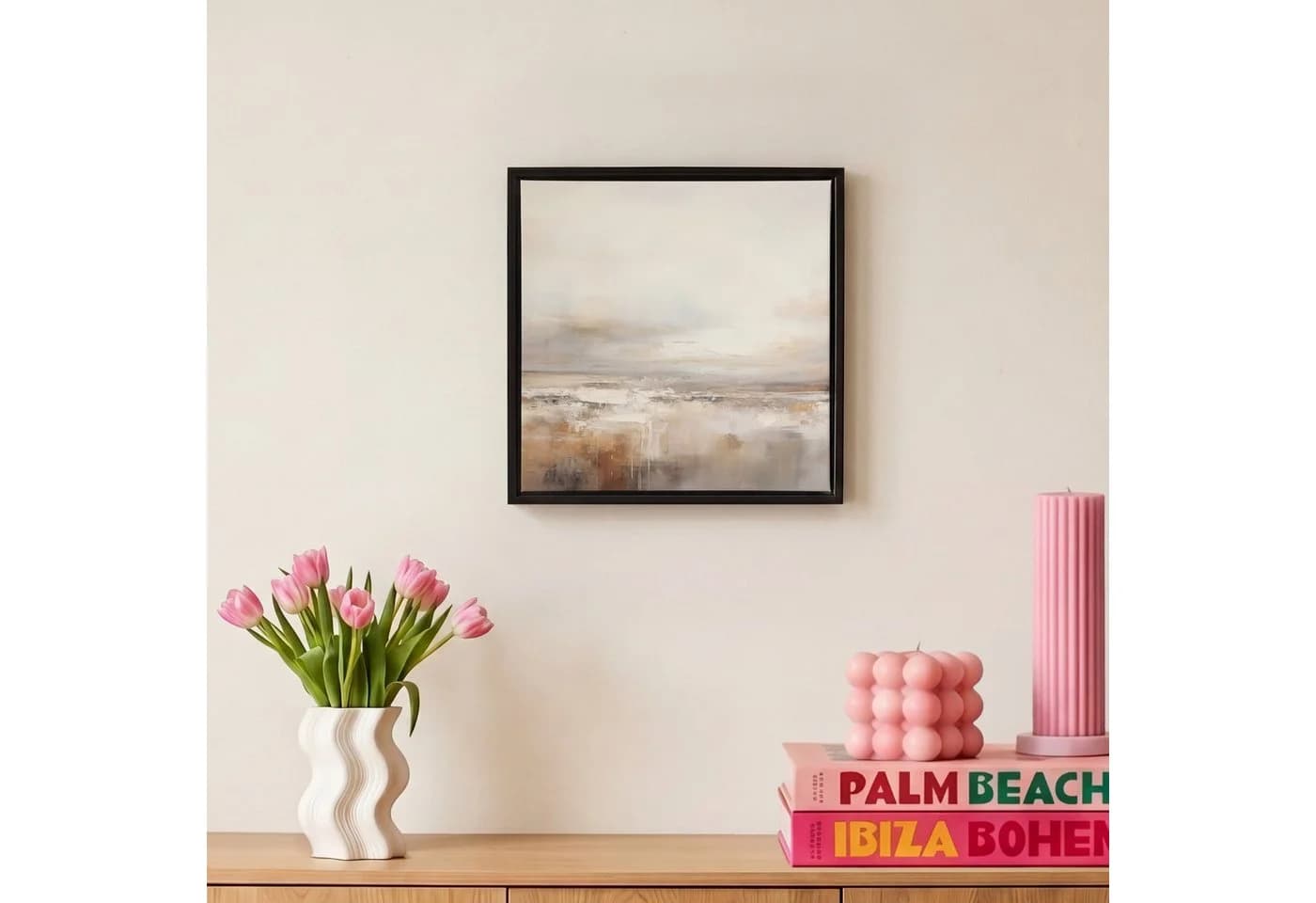 OneMillionCanvasses® Leinwandbild mit Rahmen - Abstrakt Grau Braun - Bild 4