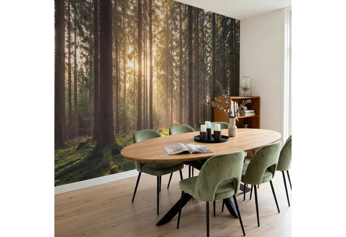 OnlyWow Fototapete Wald Grün Braun Modern Vlies - Bild 5