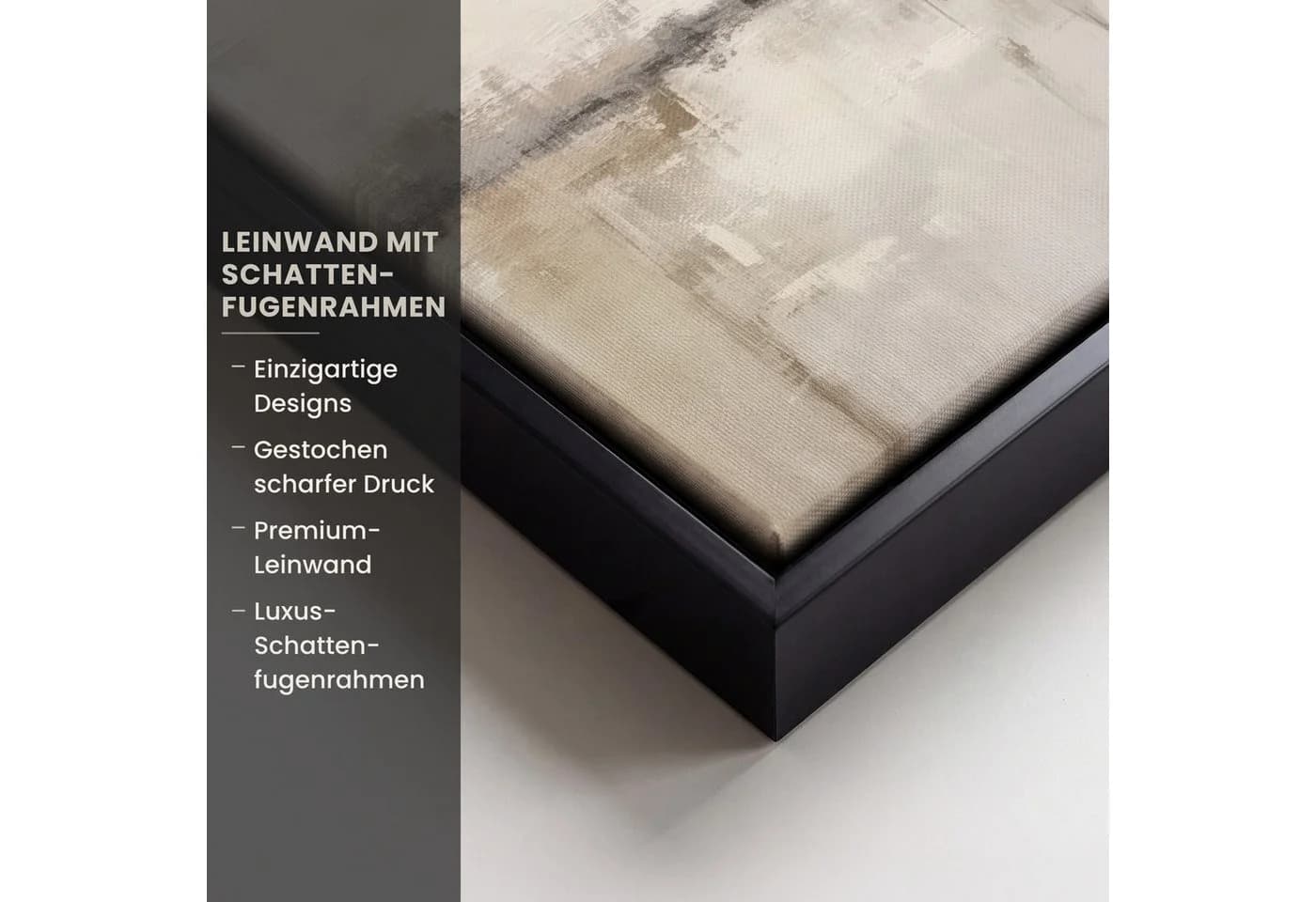 OneMillionCanvasses® Leinwandbild Abstrakt Beige Grau mit Schattenfugenrahmen - Bild 3