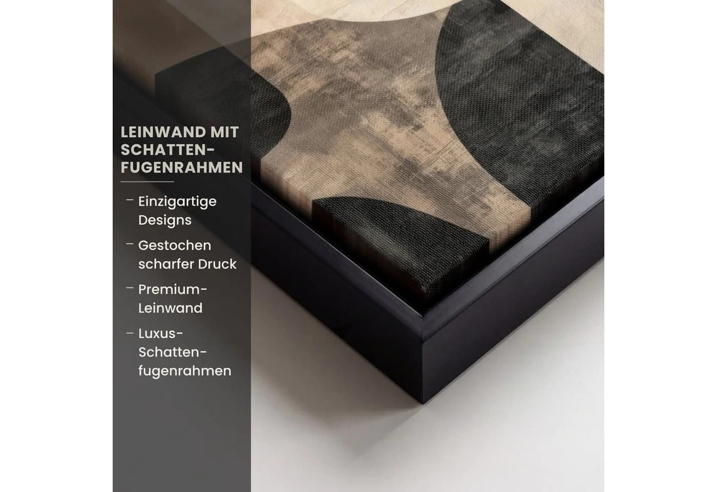 OneMillionCanvasses® Leinwandbild Abstrakt Schwarz Beige mit Schattenfugenrahmen - Bild 3