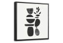 OneMillionCanvasses® Leinwandbild Schwarz Abstrakt Japandi mit Rahmen Bild 2