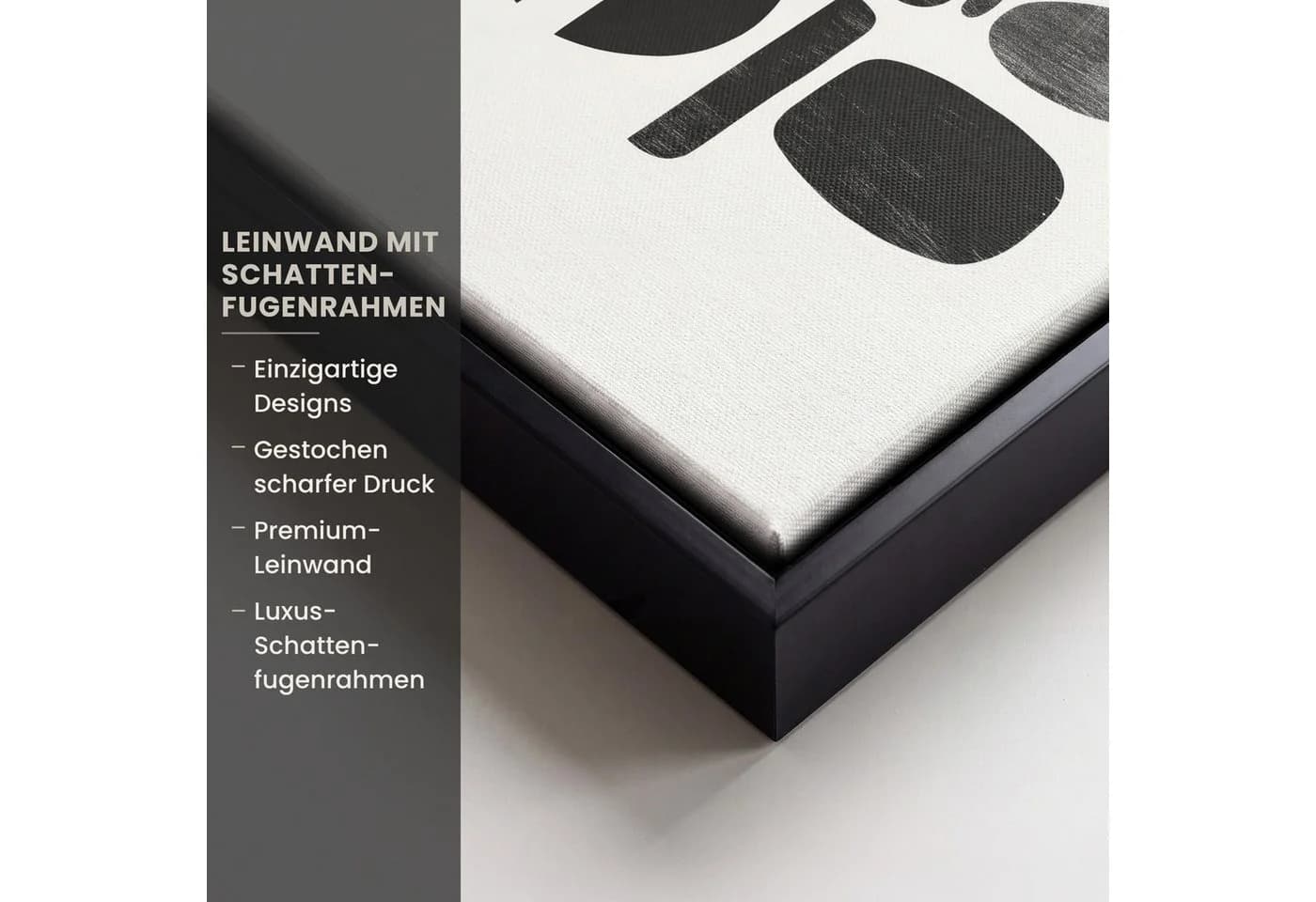 OneMillionCanvasses® Leinwandbild Schwarz Abstrakt Japandi mit Rahmen - Bild 3