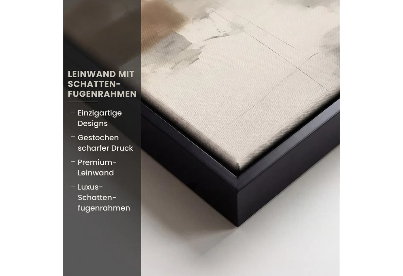 OneMillionCanvasses® Leinwandbild Grau Abstrakt mit Schattenfugenrahmen - Bild 3