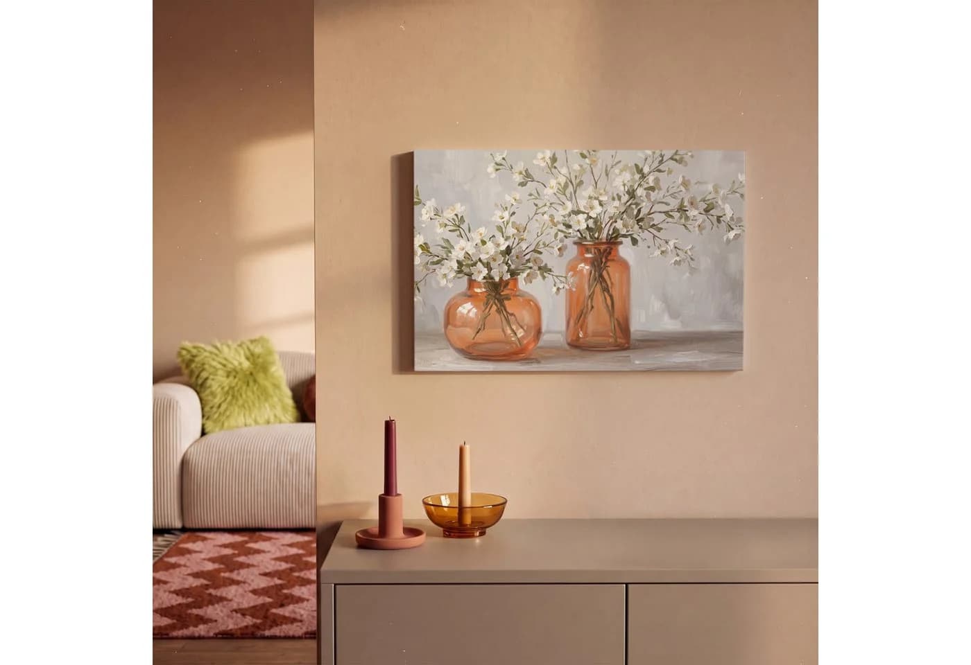 OneMillionCanvasses® Leinwandbild Vasen Blumen Orange 30x20 cm