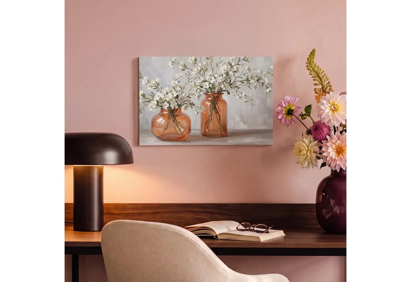 OneMillionCanvasses® Leinwandbild Vasen Blumen Orange 30x20 cm - Bild 4