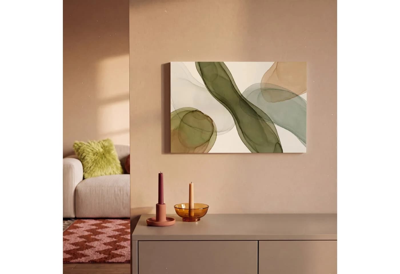 OneMillionCanvasses® Leinwandbild Abstrakt Grün Braun Modern
