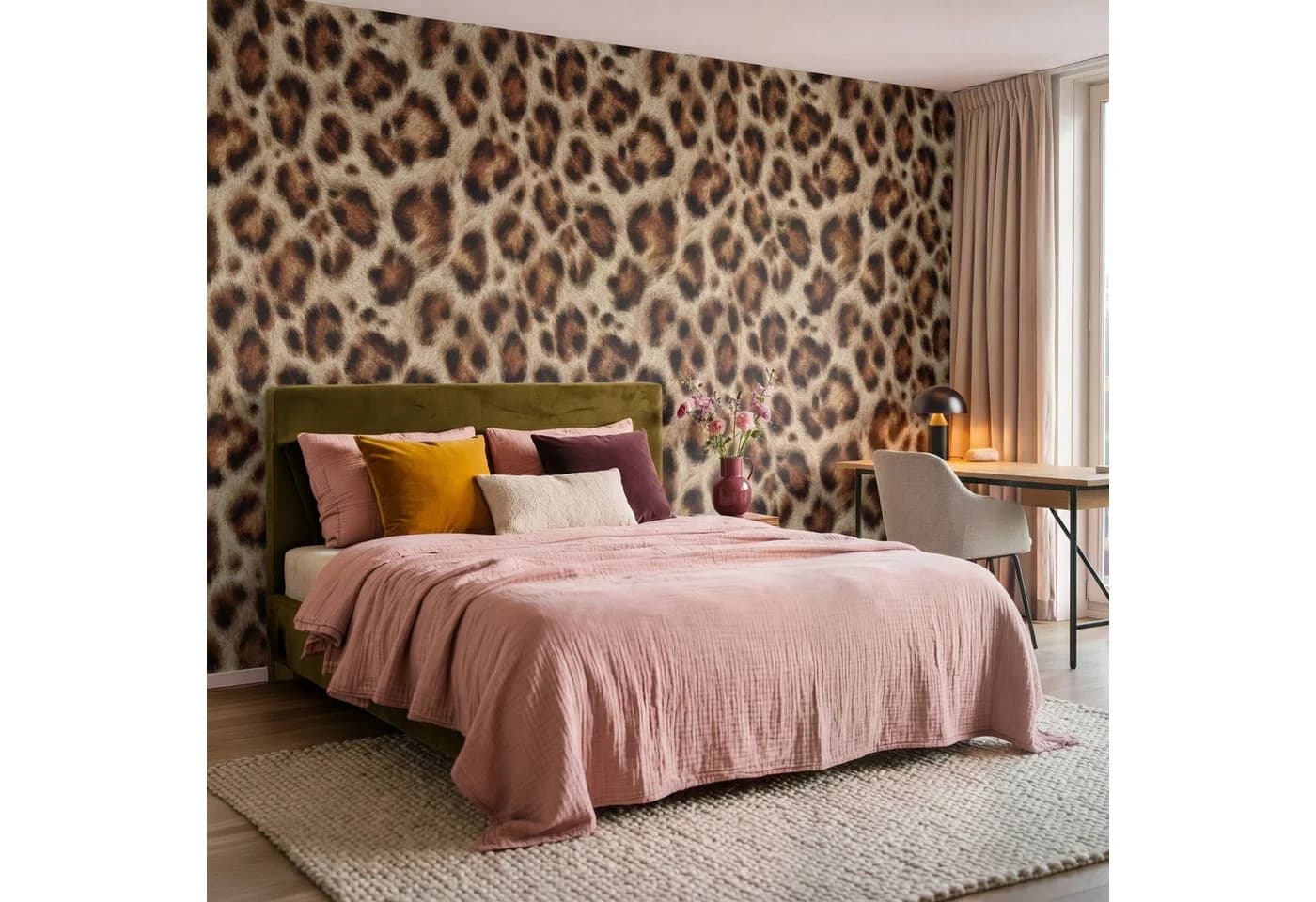 OnlyWow Fototapete Leopard Braun Modern Vliestapete - Bild 4
