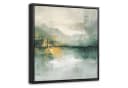 OnlyWow Leinwandbild Abstrakt Grün Gold Schattenfugenrahmen Bild 2