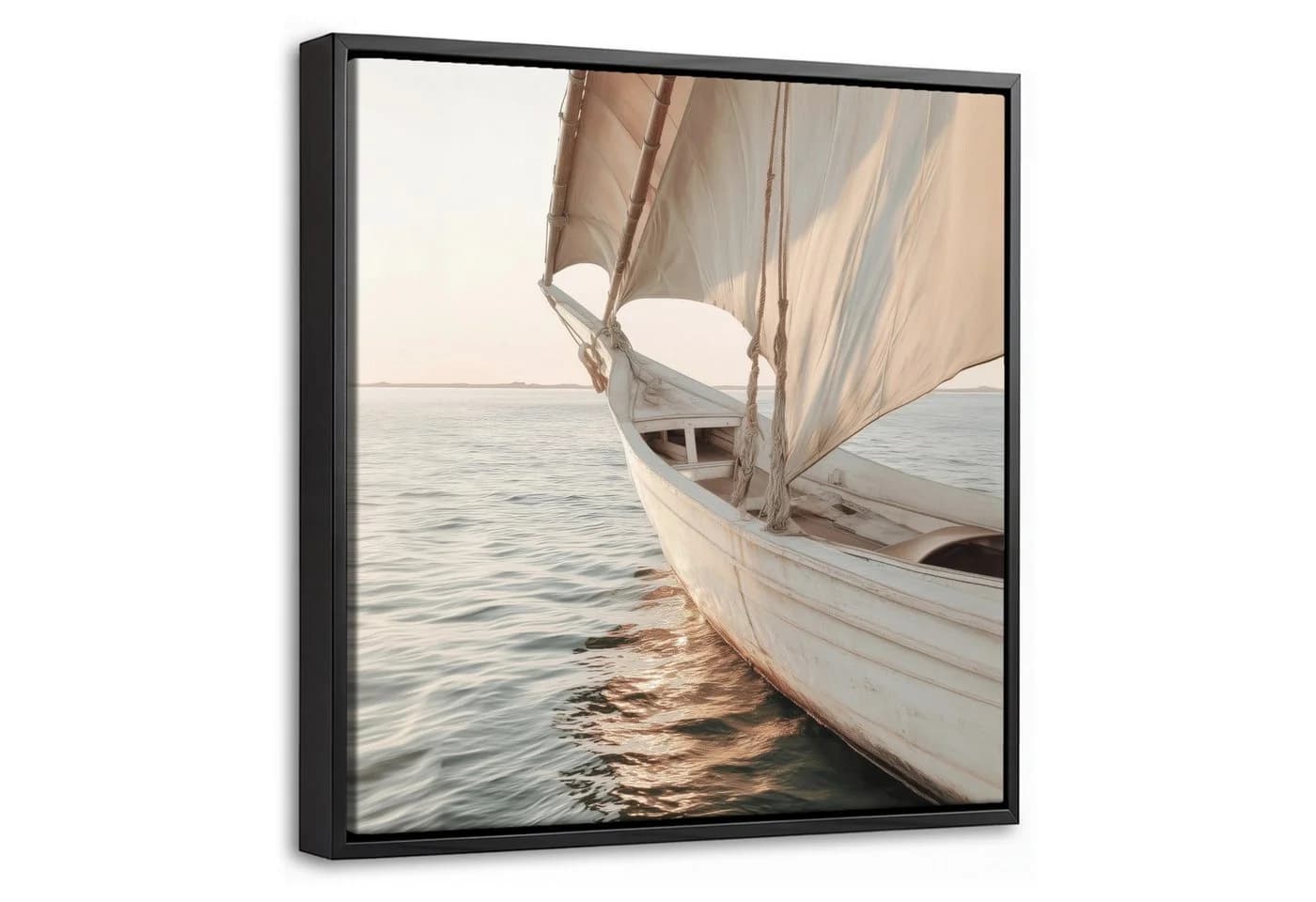 OneMillionCanvasses® Leinwandbild Segelboot Beige mit Schattenfugenrahmen - Bild 2