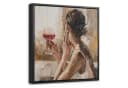 OneMillionCanvasses® Leinwandbild Frau Wein Beige Schattenfugenrahmen Bild 2