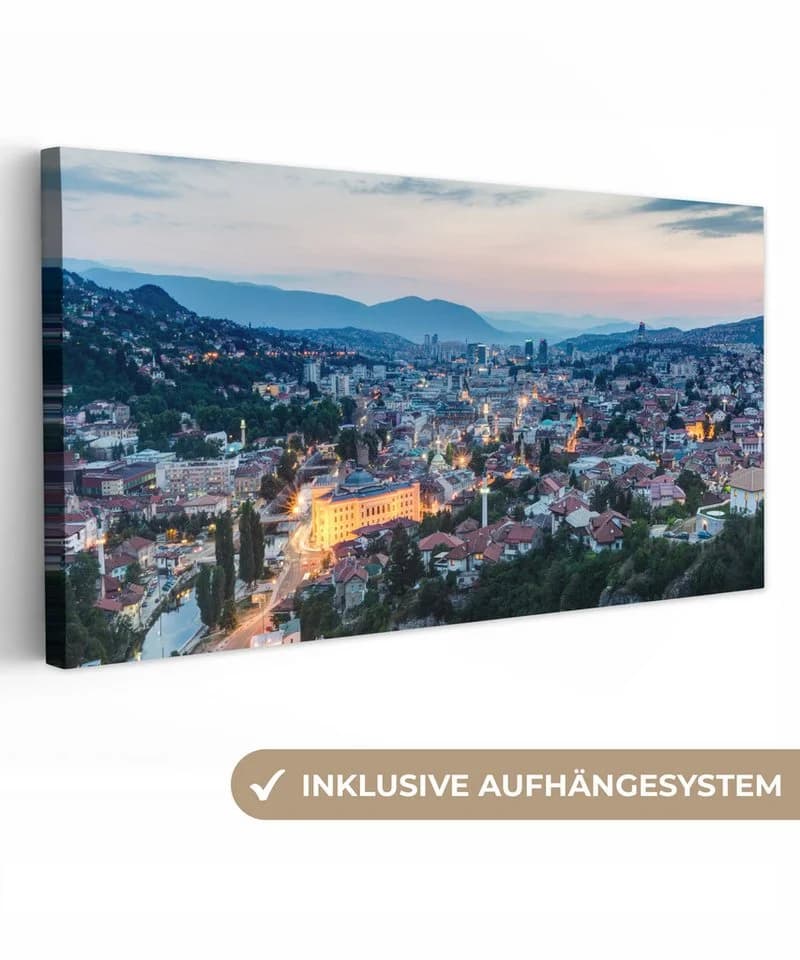 OneMillionCanvasses® Leinwandbild Panorama Stadtbild Sarajevo Fotodruck - Bild 2