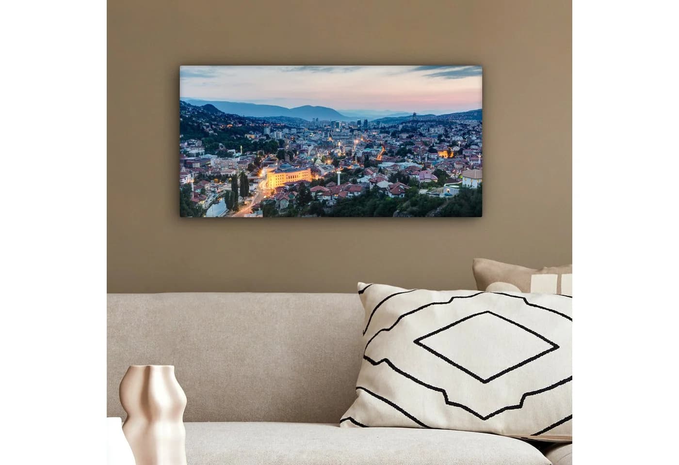OneMillionCanvasses® Leinwandbild Panorama Stadtbild Sarajevo Fotodruck - Bild 4