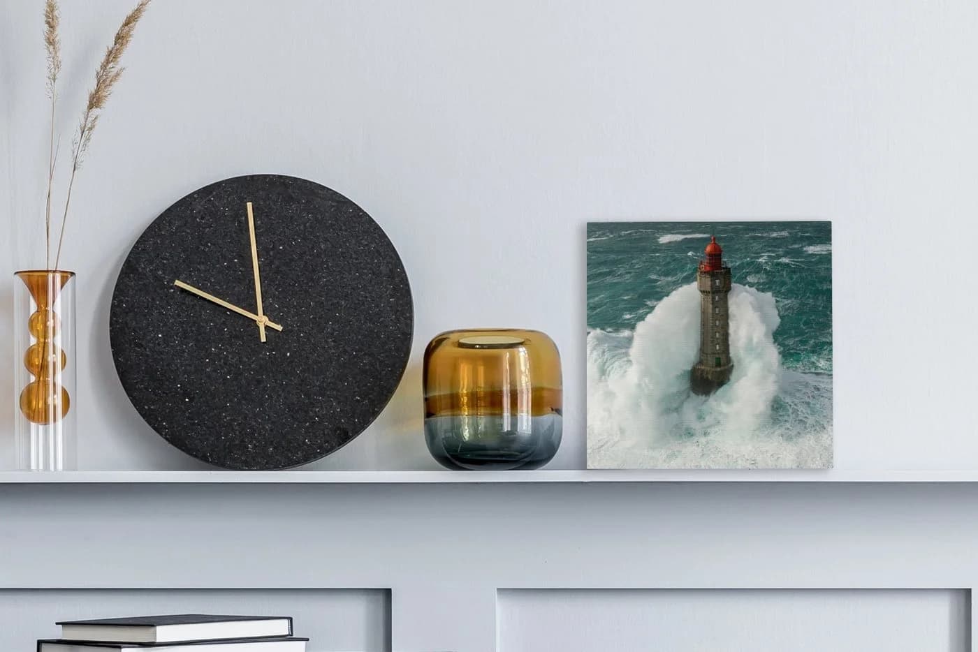 OneMillionCanvasses® Leinwandbild Leuchtturm Grau