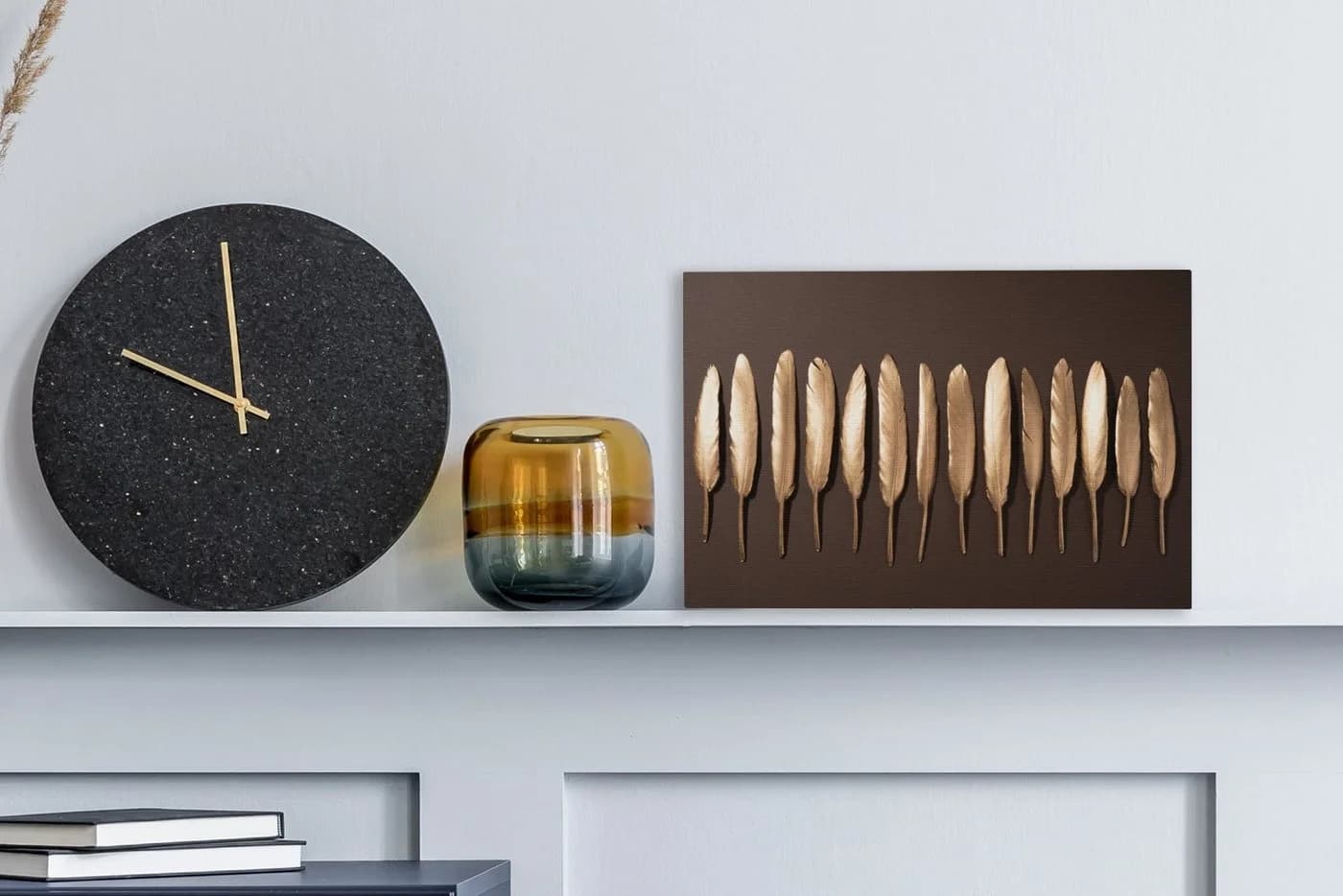 OneMillionCanvasses® Leinwandbild Goldene Federn Braun