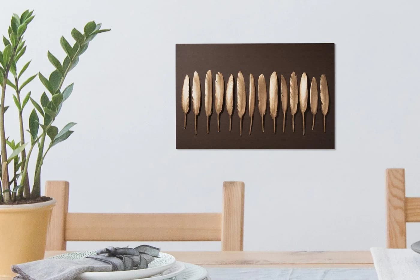 OneMillionCanvasses® Leinwandbild Goldene Federn Braun - Bild 5