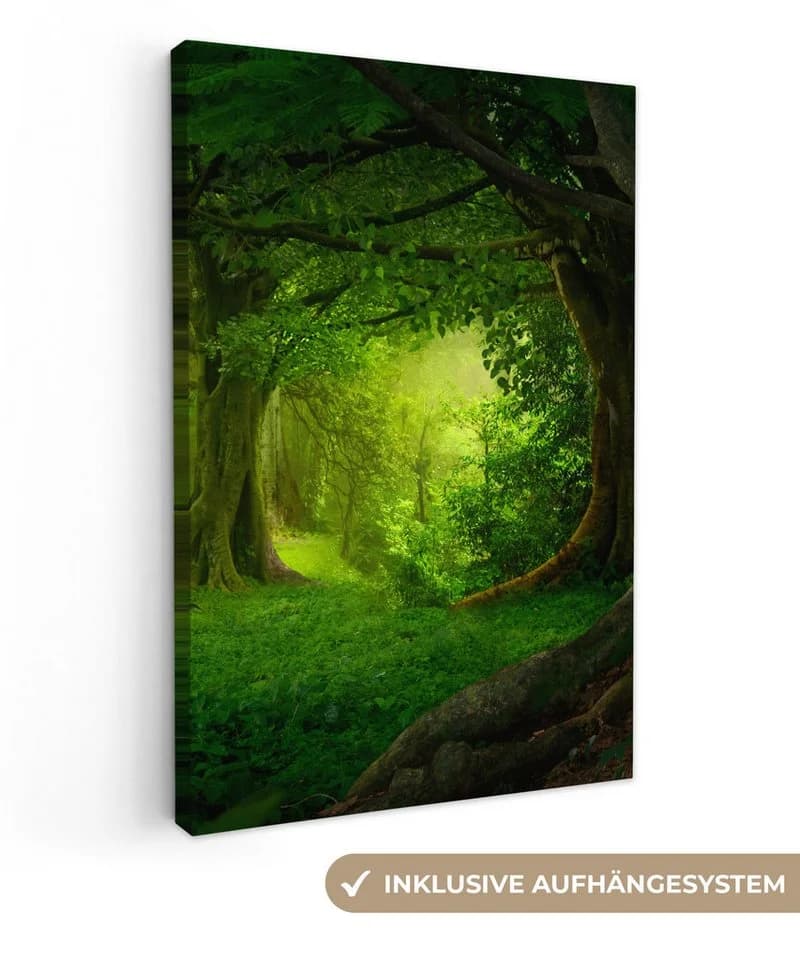 OneMillionCanvasses® Leinwandbild Bäume - Wald - Grün - Landschaft - Natur - Bild 2