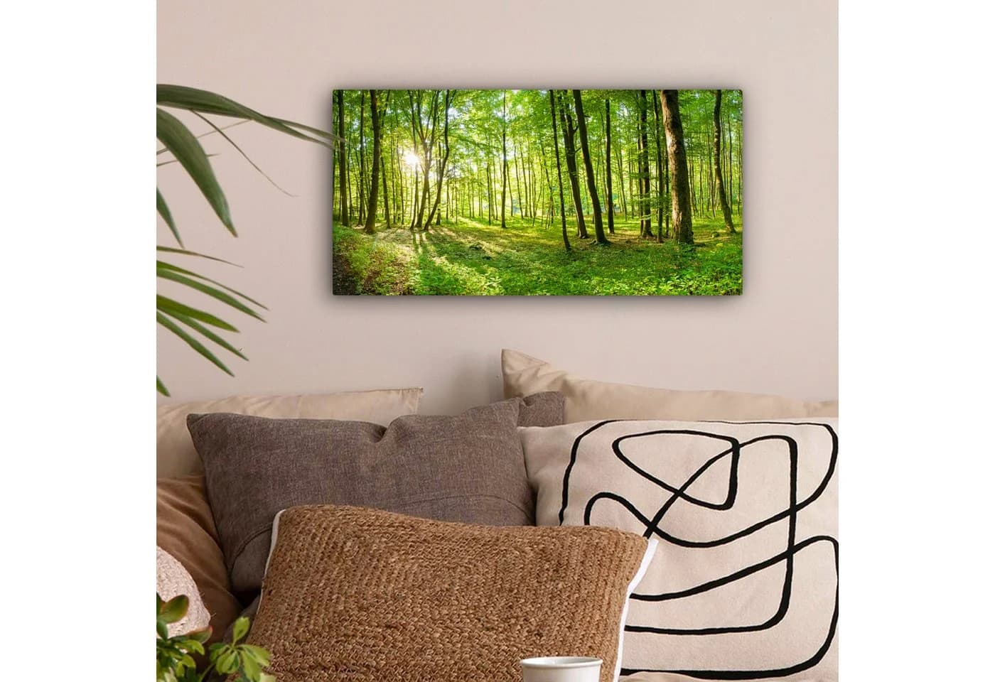 OneMillionCanvasses® Leinwandbild Panorama Natur Grün Bäume Wald