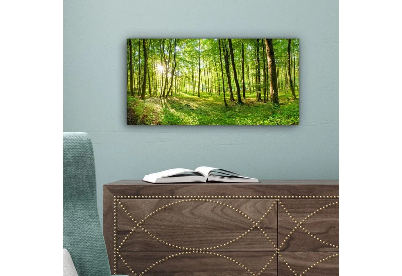OneMillionCanvasses® Leinwandbild Panorama Natur Grün Bäume Wald - Bild 5