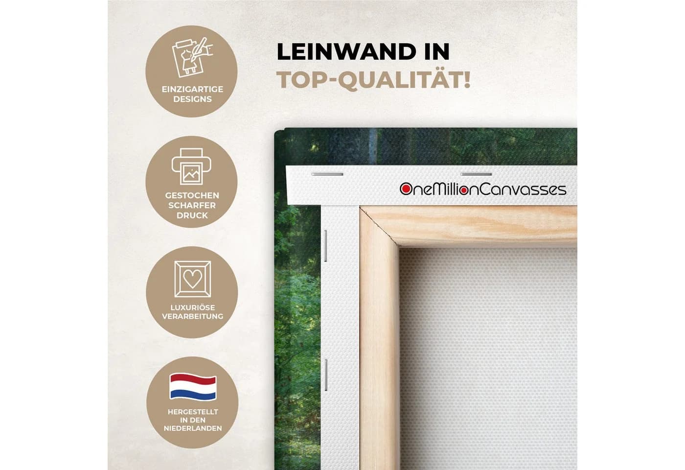 OneMillionCanvasses® Leinwandbild Panorama Natur Bäume Wald Grün Sonne Gras Pflanzen Fotodruck Wandbild Deko - Bild 3