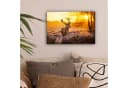OneMillionCanvasses® Leinwandbild Hirsche - Tiere - Sonnenuntergang - Winter - Heidekraut - Natur, Fotodruck Bild 1