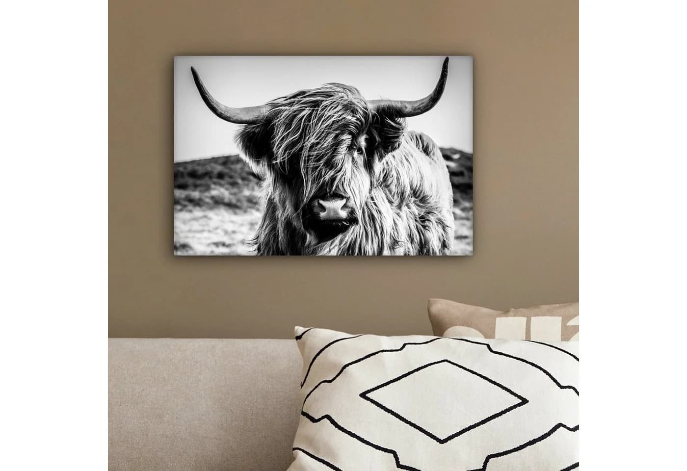 OneMillionCanvasses® Leinwandbild Schottischer Highlander Schwarz-Weiß - Bild 4